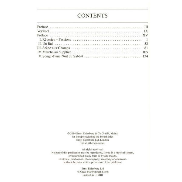 Edition Eulenburg Berlioz Symphonie Fantastique