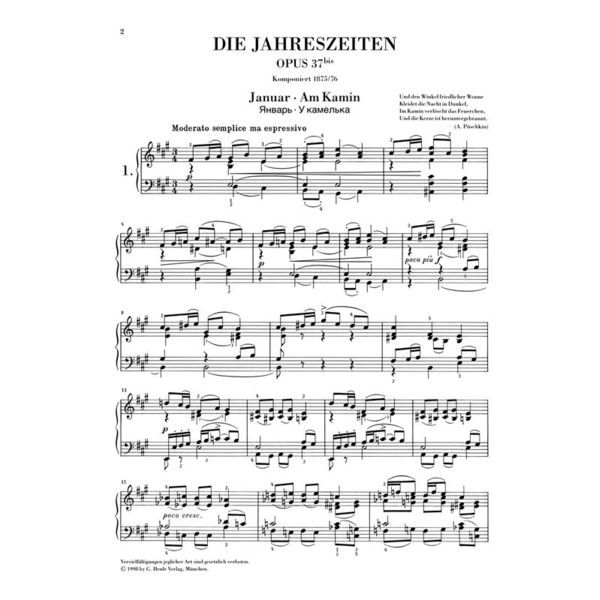 Henle Verlag Tschaikowsky Die Jahreszeiten