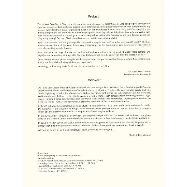 Schott Easy Concert Pieces Recorder 3