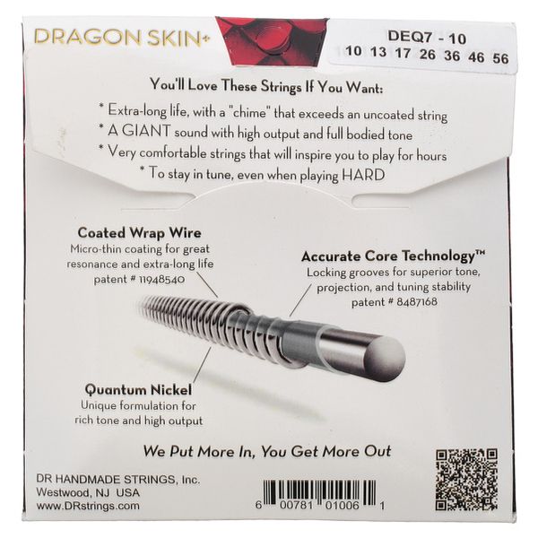 DR Strings Dragon Skin+ DEQ-7/10 Coated