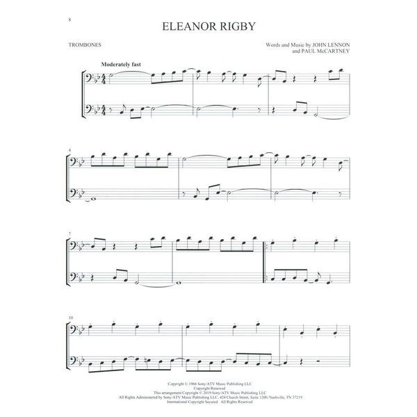 Hal Leonard The Beatles For Two Trombone