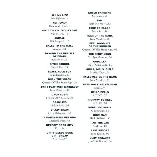 Wise Publications Little Black Book Metal Hits