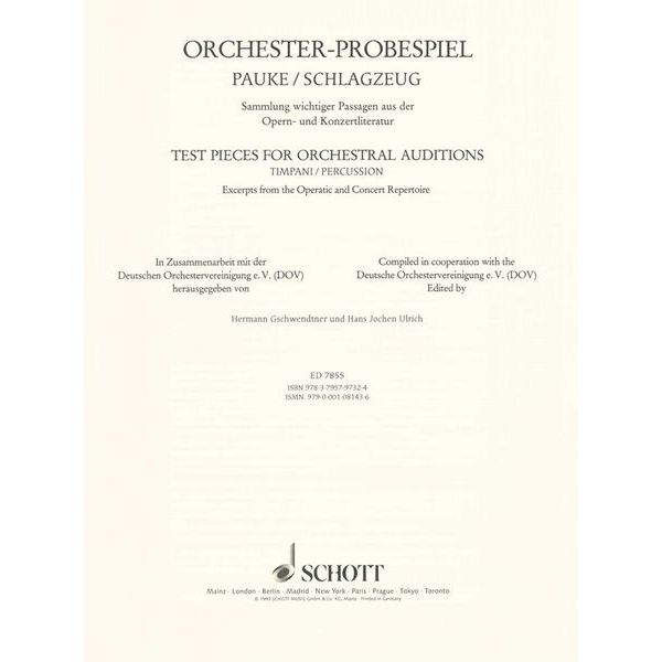 Schott Orchester Probespiel Pauke