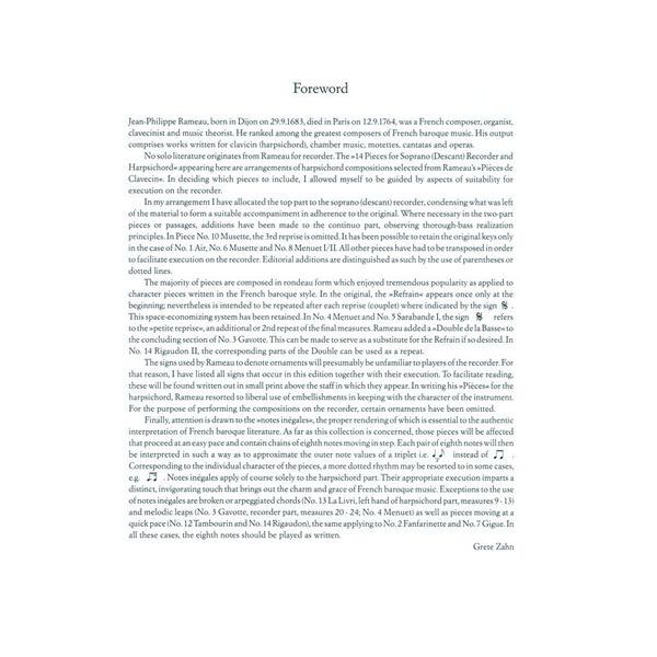 Heinrichshofen Verlag Rameau Spielstücke Blockflöte