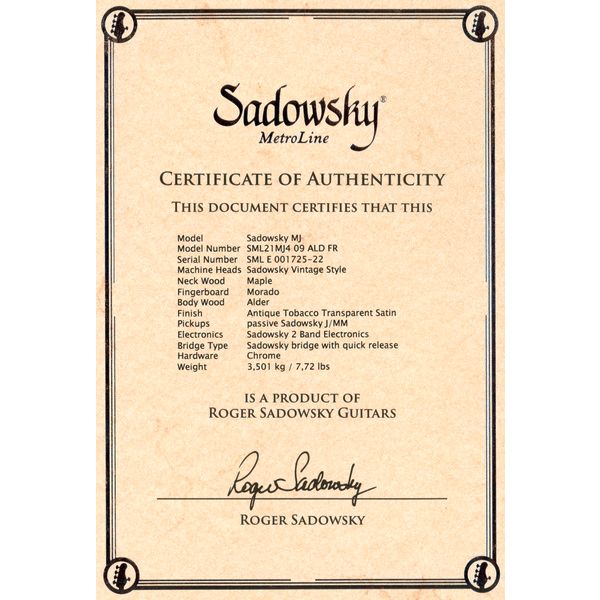 Sadowsky MetroLine 21 4 Vintage MM ATB