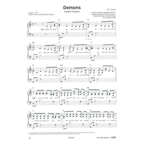 Hage Musikverlag Pop Piano Ballads 4