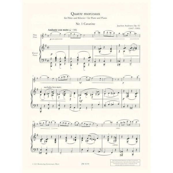 Zimmermann Verlag Andersen Quatre Morceaux