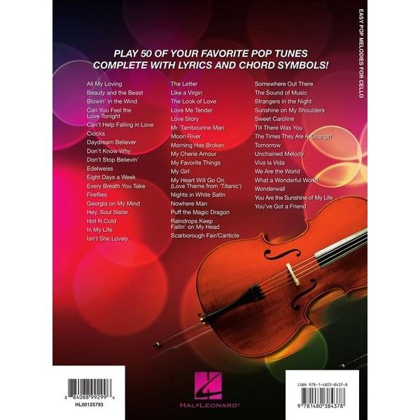 Hal Leonard Easy Pop Melodies Cello