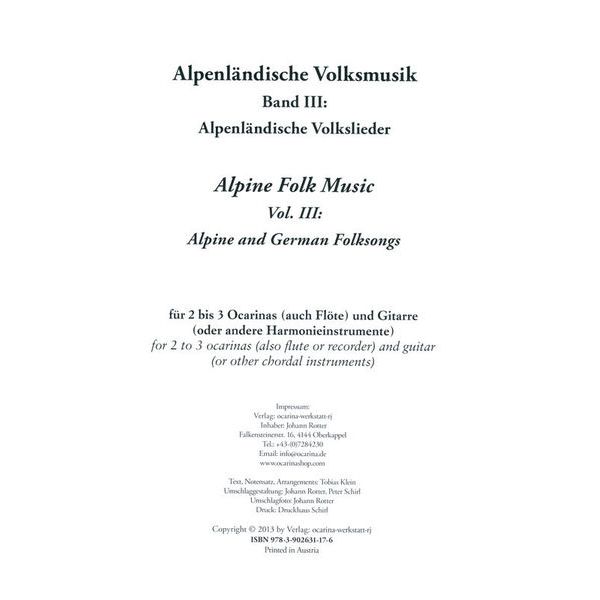 ocarinamusic Alpenlndische Volkslieder
