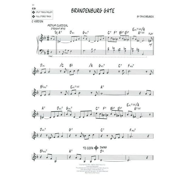 Hal Leonard Jazz Play-Along Dave Brubeck