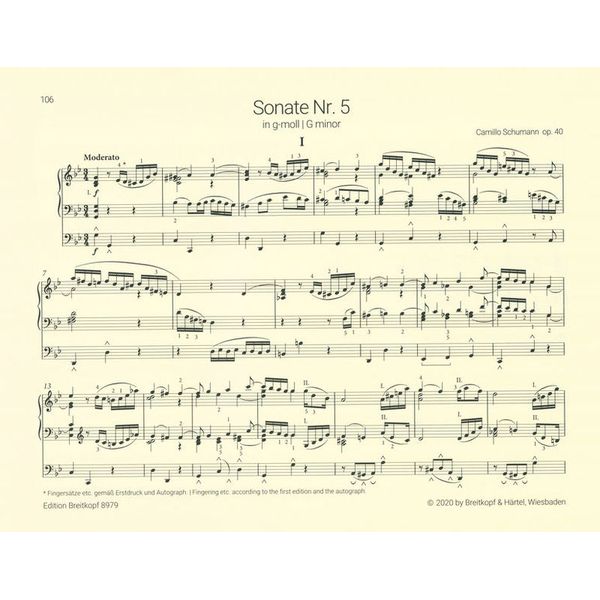 Breitkopf & Hrtel Camillo Schumann Orgelsonaten