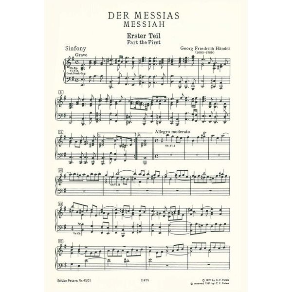 Edition Peters Hndel Der Messias HWV56