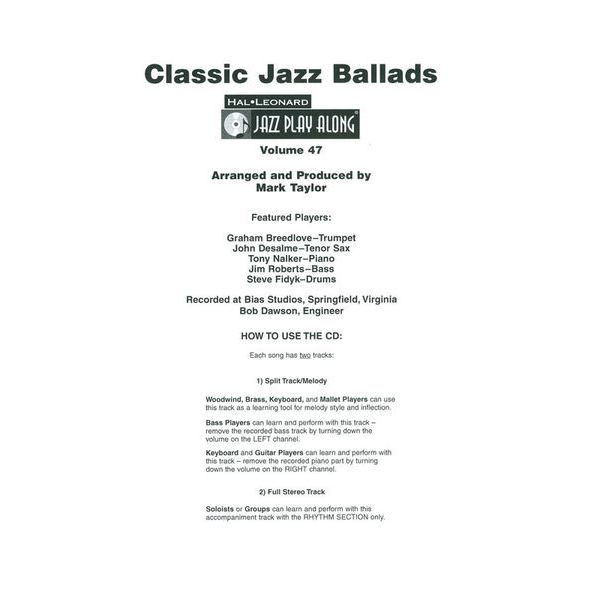 Hal Leonard Jazz Play-Along Classic Jazz