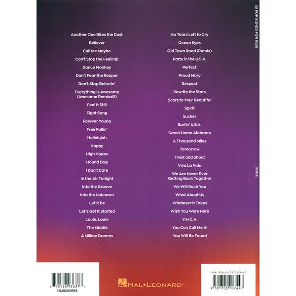 Hal Leonard 50 Pop Songs for Kids Oboe