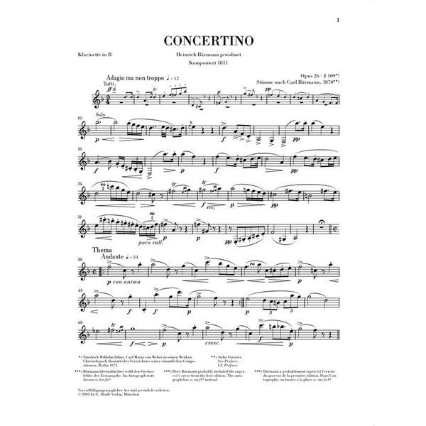 Henle Verlag Weber Concertino op.26
