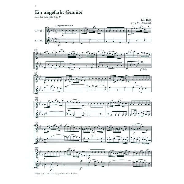 Heinrichshofen Verlag Bach Ein ungefrbt Gemüte