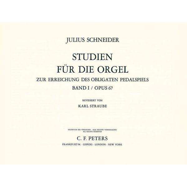 Edition Peters Pedalstudien for Orgel 1