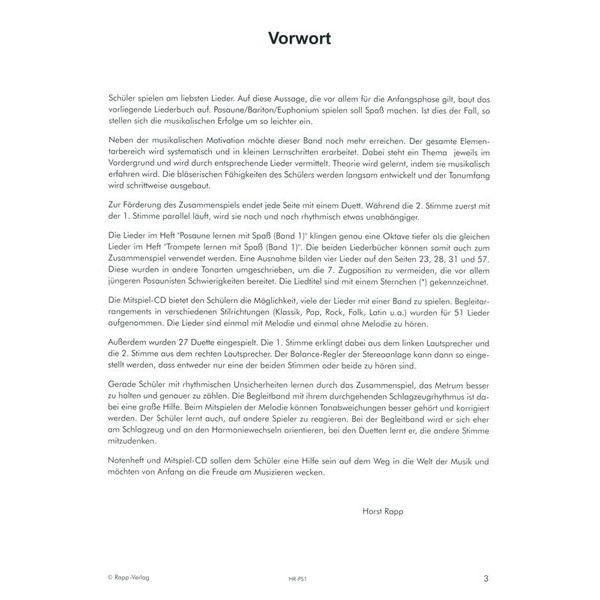 Horst Rapp Verlag Posaune lernen mit Spa 1