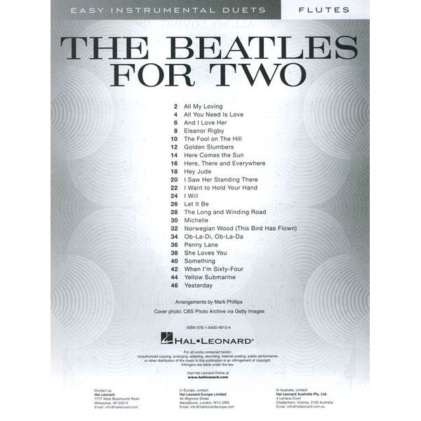 Hal Leonard The Beatles For Two Flutes