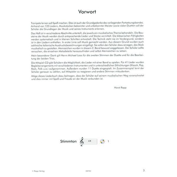 Horst Rapp Verlag Trompete Lernen mit Spa 2