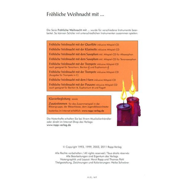 Horst Rapp Verlag Fröhliche Weihnacht Horn