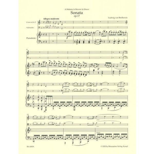 Brenreiter Beethoven Sonate F-Dur op. 17
