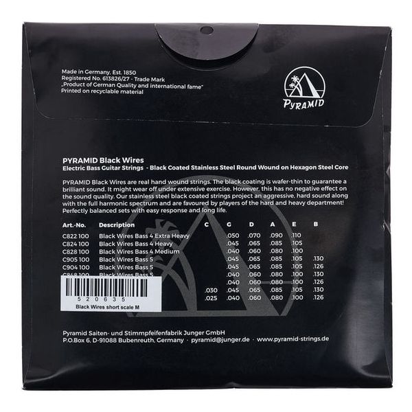 Pyramid C828S Short Scale Black Wires