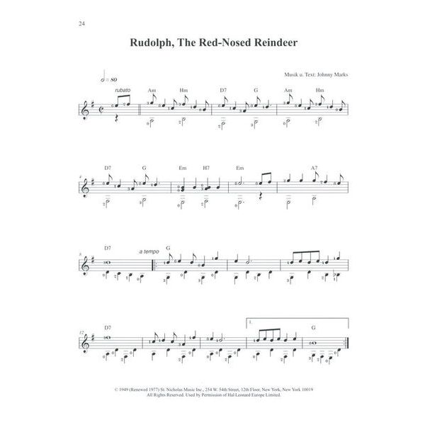 Holzschuh Verlag Weihnachtslieder Gitarre solo