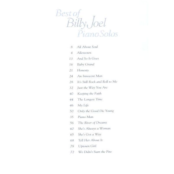 Hal Leonard Billy Joel Best Of Piano Solos