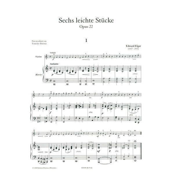 Edition Butorac Elgar 6 Leichte Stücke Violin