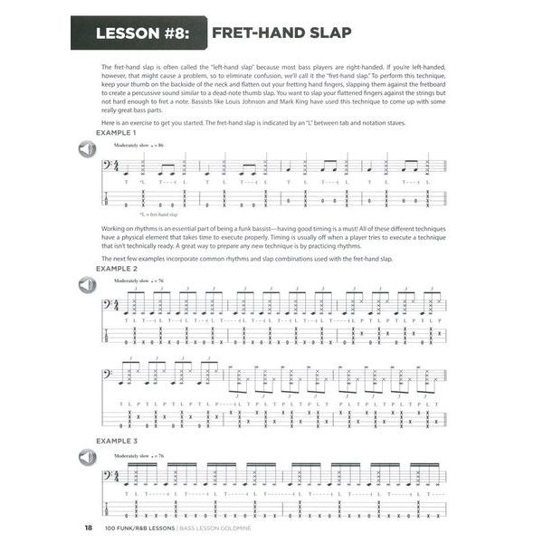 Hal Leonard 100 Funk/R&B Lessons Bass
