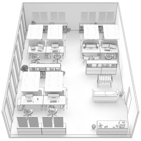 t.akustik Office Set Open Plan 12 WH