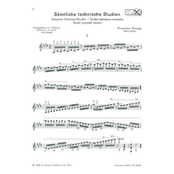 Universal Edition Tárrega Technische Studien