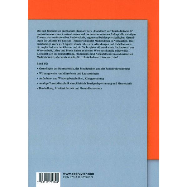 De Gruyter Handbuch der Tonstudiotechnik