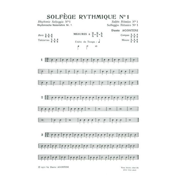 Dante Agostini Solfege Rhythmique 1