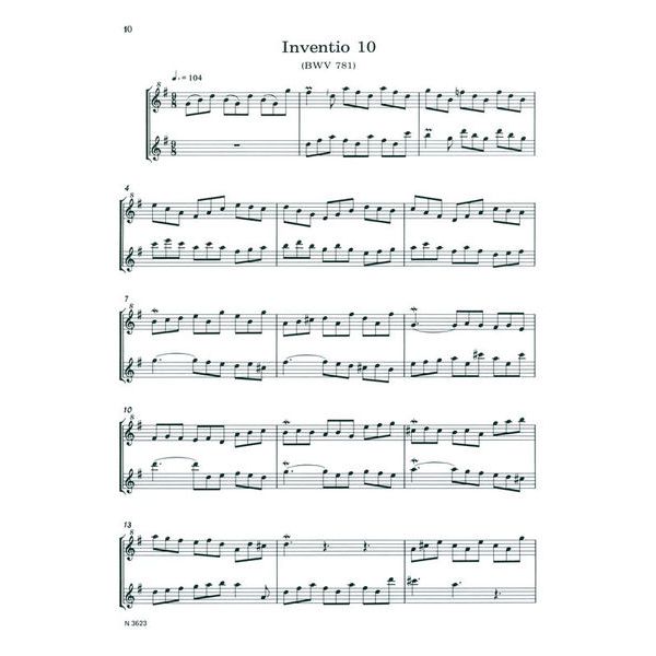 Heinrichshofen Verlag Bach 7 Inventionen Blockflöte