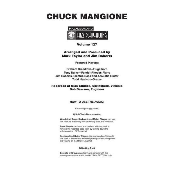 Hal Leonard Jazz Play-Along Chuck Mangione