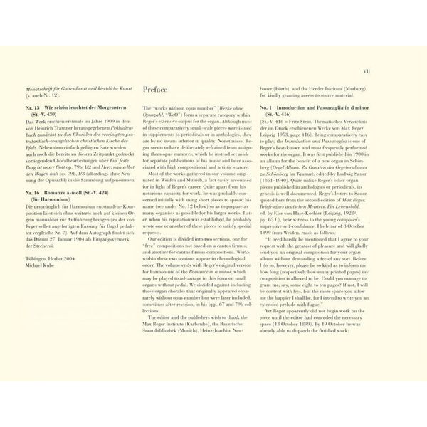 Henle Verlag Reger Orgelwerke ohne Opuszahl