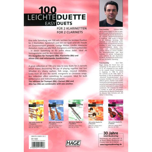 Hage Musikverlag 100 Leichte Duette Klarinette