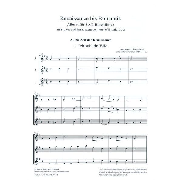 Heinrichshofen Verlag Renaissance bis Romantik