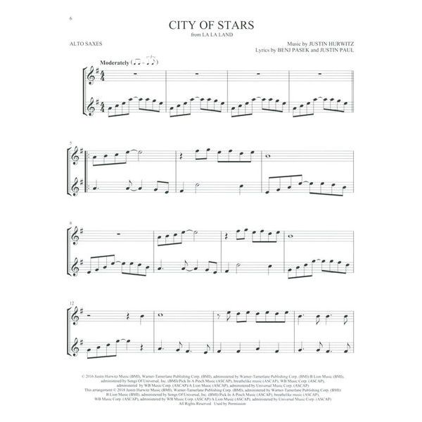 Hal Leonard Movie Songs For Two Saxophones