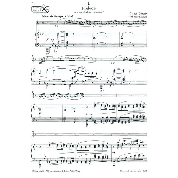 Universal Edition Debussy Ausgewhlte Stücke