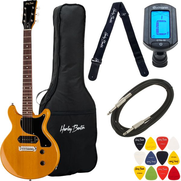 Harley Benton DC-Junior FAT TV Yellow Bundle