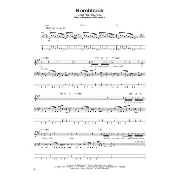 Hal Leonard Rage Against The Machine Bass