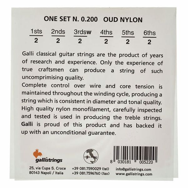 Galli Strings O200 Oud Strings Set