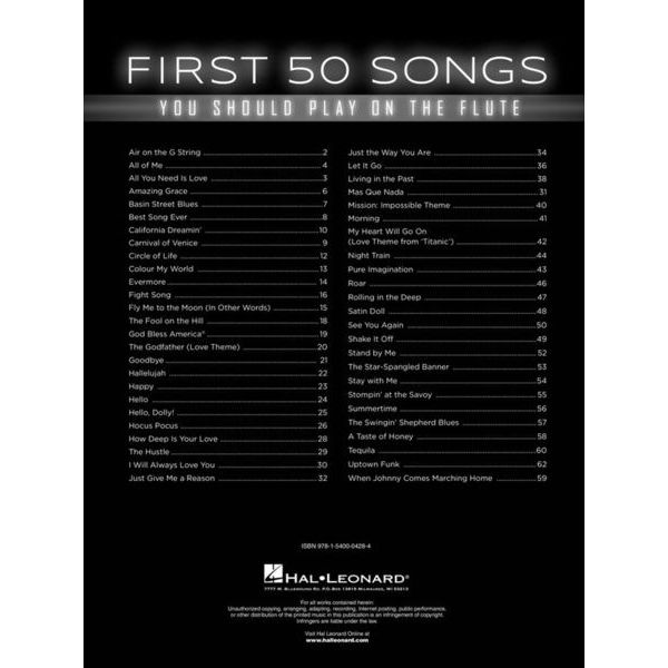 Hal Leonard 50 Songs You Should Flute