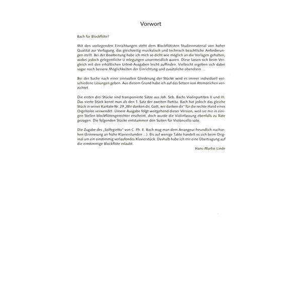 Schott Bach for Alt-Blockflöte