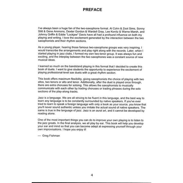 Greg Fishman Jazz Saxophone Duets 1