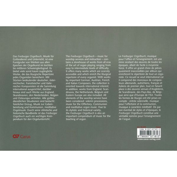 Carus Verlag Freiburger Orgelbuch