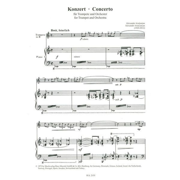 Sikorski Musikverlage Arutjunjan Concerto Trumpet